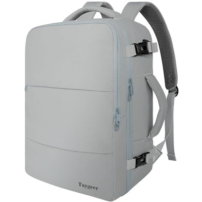 Taygeer Carry On Backpack, Womens Travel Backpack with Water Bottle Pocket | Laptop Mochila 15.6inch Flight Approved with Shoe Pouch, College Teacher Tote Bag for Business Travel Supplies, Grey - color: Elephantgray, size: Large