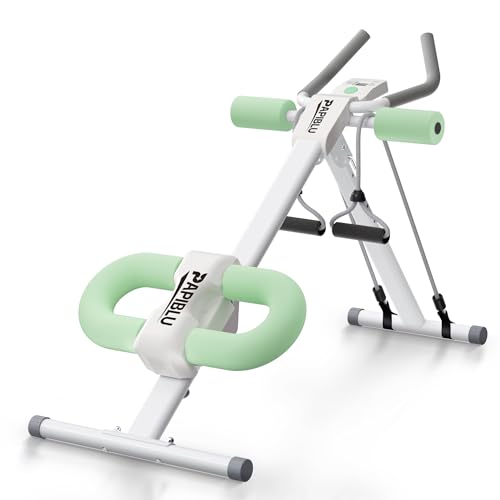 Abdominal Trainers - Adjustable Ab Trainer Machine, Foldable Abdominal Workout Equipment with Knee Protection - Home Gym Core Strength Trainer for Men & Women - color: Green