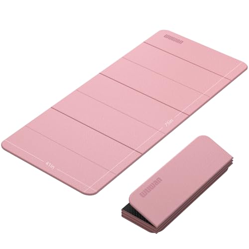 Foldable TPE Yoga Mat Thick 10mm,75" x40"Extra Large Exercise Mats - color: Pink