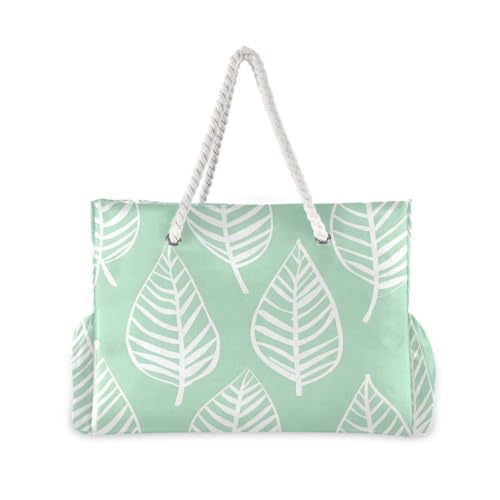 senya Large Beach Bags Totes Canvas Tote Shoulder Bag Soft Wave Water Resistant Bags for Gym Travel Daily Ocean - color: Palm Leaves