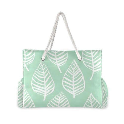 senya Large Beach Bags Totes Canvas Tote Shoulder Bag Soft Wave Water Resistant Bags for Gym Travel Daily Ocean - color: Palm Leaves