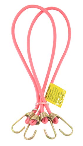 Marcobrothers Mini Bungee Cord with Steel Hook, 14" X 2, Pink - size: 14 inch X 2