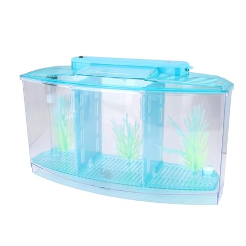 Yctze LED Acrylic Aquarium Breeding Box and Kit - Ideal for Betta Fish, Dual and Mini Aquarium Environment (Blue) - color: Blue