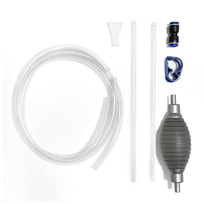 Aquarium Siphon Water Changer Kit Manual Gravel Vacuum with 5.25ft Hose 2 Rigid Tubes Total 7.2ft Air Bulb Flow Control Valve Duck Bill Head for Fresh and Saltwater Tanks