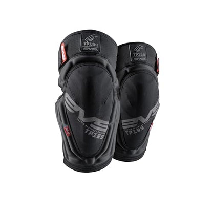 EVS TP199 Travis Pastrana, Moto Knee/Shin Guard, Reactive Memory Foam | CE Level 2 knee protection w/ RMF impact foam, breathable air mesh, stabilizer sleeve, silicone grippers, polyflex shin guard - color: Black (Lite), size: Small-Medium