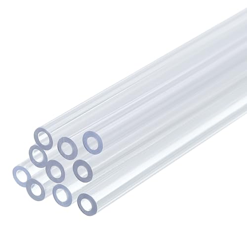uxcell 10 Pcs Clear Plastic Rigid Tubing 2mm ID x 4mm OD, 0.5 Meters Length Round Polycarbonate Tubing for Aquarium Water Pipe, Water Cooling System, Plumbing - size: 2mm x 4mm