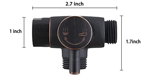 100% Solid Metal Shower Arm Diverter Splitter for Hand Held Showerhead and Fixed Spray Head ∣ G 1/2 3-Way Bathroom Universal Shower System Replacement Part (Oil Rubbed Bronze)