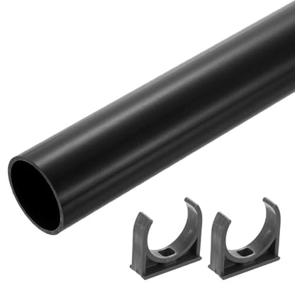 uxcell PVC Rigid Tube, 300mm Length Round Pipe Tubing, 36mm ID 40mm OD Plastic Tubes with Clamp for Aquarium, Water Cooling System, Cable Sleeve, Dark Gray - color: Dark Gray, size: 300mm x 36mm x 40mm
