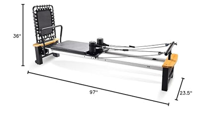 Stamina Products AeroPilates Board Reformer with Oak Wood Base – Studio Grade for Home Use with Cardio Rebounder, Adjustable Foot Bar, 4 Resistance Springs, and Workout DVD - style: AeroPilates Pro XP 556 Home Pilates Reformer with Free-Form Cardio Reboun