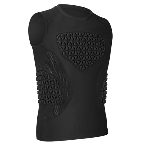 PORTEC Youth Padded Compression Shirt Baseball Chest Protector Heart Sternum Guard - color: Black, size: Medium