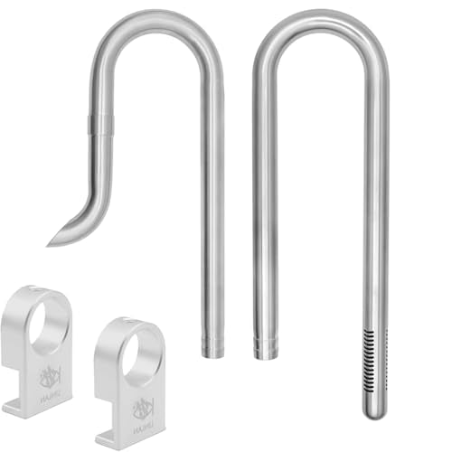 LINLAN 304 Stainless Steel Lily Pipe Inflow and Outflow with Mini Aluminum Alloy Pipe Holder, 360° Rotatable Outflow, Fits 5/8 Inch ID Filter Hose, for Rimless Aquariums (5/8")