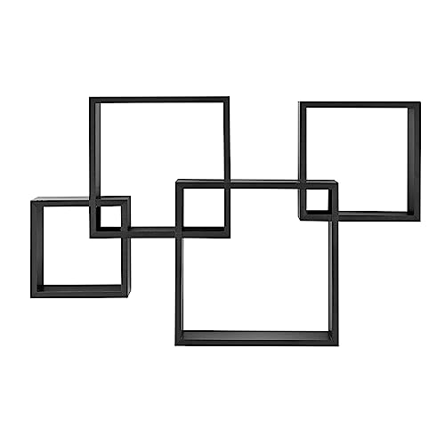 Danya B. Blocchetto Intersecting Cubes Wall Shelf Unit - Horizontal or Vertical - Black