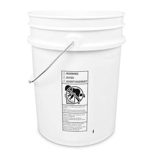 5 Gallon Bucket - Food Grade Bucket with Airtight Gasketed Tear Strip Lid, BPA-Free, Heavy-Duty 90 Mil HDPE Plastic Pail, Bulk Storage, Durable Container, Made in USA - White, 120 Packs - color: White, size: 120 Packs