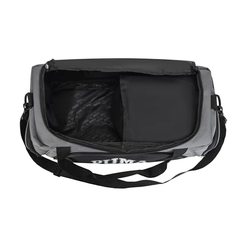 PUMA Accelerator Duffel Bag with Removable Strap & Shoe Pocket - color: Cast Iron/Black/White