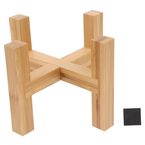 Wooden Four-Legged Flower Pot Holder Stand Decorative Plant Base with Anti-Slip Pads Retro Style Crafts Stand for Indoor Potted Plants and Mini Fish Tanks