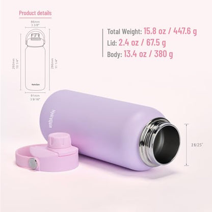 32 oz Insulated Water Bottle Pink Stainless Steel Flask - color: Rose Quartz