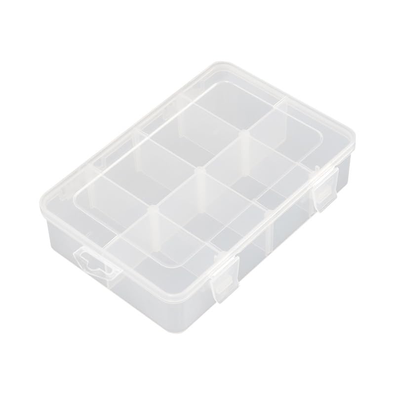 2 Packs 8-Compartments Art Supply Container, Clear Plastic Organizer Box with Dividers for Crafts Jewelry Fishing Tackles Hardware Metal - size: Small 8 grids 2pcs with dividers