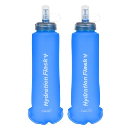 TRIWONDER TPU Collapsible Flask BPA-Free Soft Folding Water Bottles for Hydration Pack - Ideal for Running Hiking Cycling Climbing (500ml/16.9oz - Blue - Pack of 2) - color: 500ml/16.9oz - Y - Blue - Pack of 2