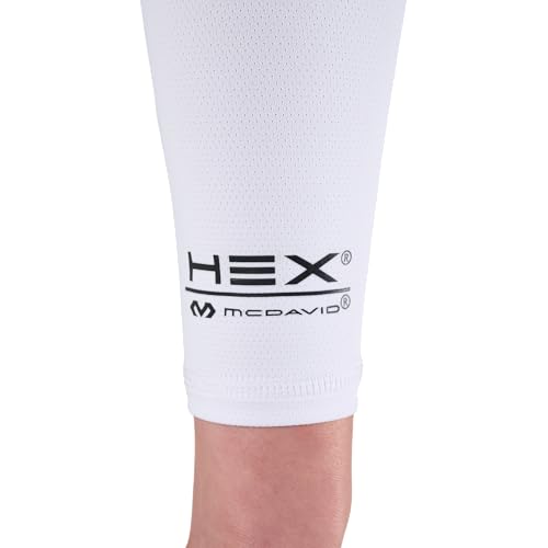McDavid HEX Shooter Arm Sleeve Single Padded Compression Sleeve Basketball Football Sports Protection - color: Viz White, size: X-Small