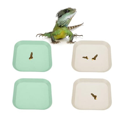 4 Pcs Leopard Gecko Potty Pad, Reptile Lizard Gecko Latrine Trays, Leopard Gecko Tray for Lizard Reptile Gecko (Green and Beige)