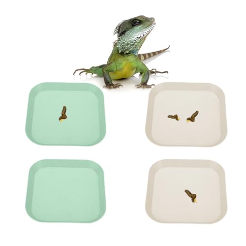 4 Pcs Leopard Gecko Potty Pad, Reptile Lizard Gecko Latrine Trays, Leopard Gecko Tray for Lizard Reptile Gecko (Green and Beige)