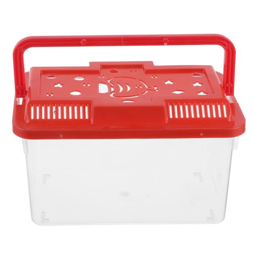 POPETPOP Plastic Turtle Transport Container and Small Animal Carrier with Handle, Medium Fish Tank for Betta Fish, Gecko Tank, and Reptile Breeding – Portable Aquarium for Pet Travel