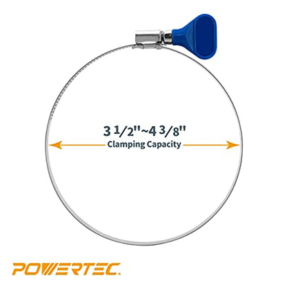 POWERTEC 70260 4 Inch Key Hose Clamp, Thumb Screw Key Adjustable Stainless Steel Hose Clamps for Dust Collection, Dust Collector and Dryer Vent Hose, Pipe Clamp, RV Clamp, Worm Gear Clamp, 10 pack - size: 4 Inch, style: Key clamps (10 PK)