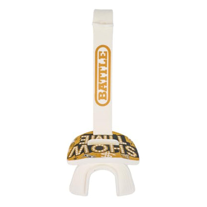 Battle Speed X Mouthguard, Showtime | Interchangeable thick strap clicks securely from the back, Connected for tackle or strapless for flag, Large center venting - color: Showtime