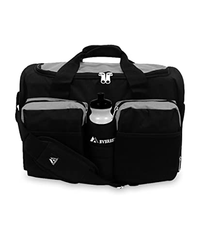 Everest Gym Bag with Wet Pocket, Dark Gray/Black