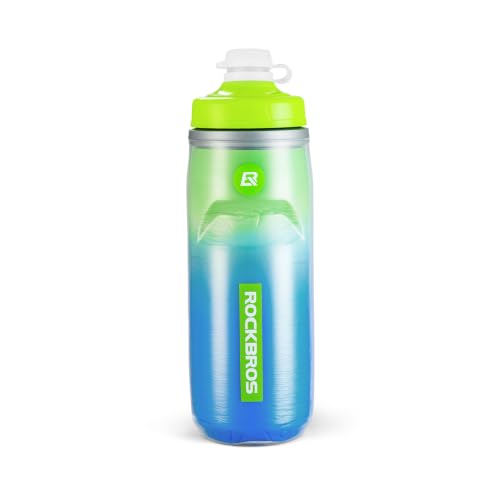 ROCKBROS Insulated Bike Water Bottle 21oz Green Gradient - color: Green