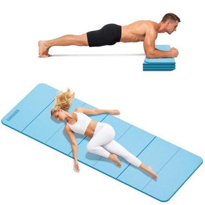 Yoga Mat Thick 10mm, Foldable Yoga Mat 75 x 26 x 0.4 Inches - color: Blue