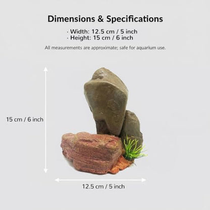 Mipukbay Medium Aquarium Decor Rock, Resin Fish Tank Artificial Stone Ornament for Freshwater/Saltwater, Safe Landscape Hideout for Betta Fish, Goldfish and Aquatic Pets - size: Medium