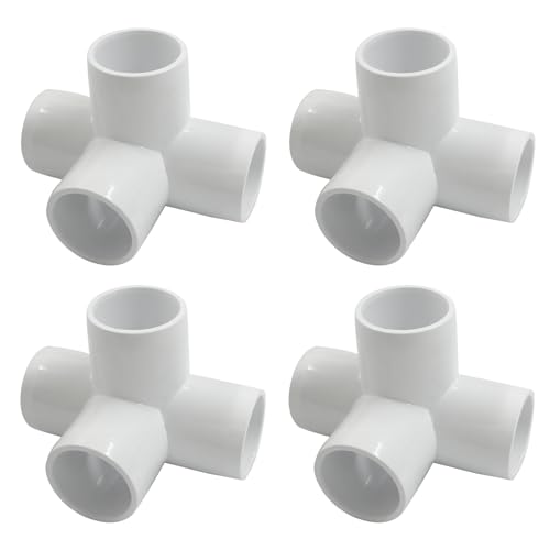 Piutouyar 4 Pcs 3/4" Elbow PVC Pipe Fitting, 4 Way Furniture Grade Pipe Connector PVC Elbow Fitting Pipe Corner Connector for DIY Shelf Garden Support Structure - size: 4 way 3/4 inch