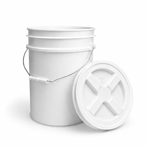5 Gallon Bucket - Food Grade Bucket with Airtight Gamma Seal Screw-On Lid, BPA-Free, Heavy-Duty 90 Mil HDPE Plastic, Bulk Storage, Durable Container, Made in USA, White/White, 3 Packs - color: White/White, size: 3 Packs