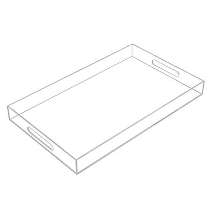 Clear Sturdy Acrylic Serving Tray with Handles-12x20Inch-Serving Coffee,Appetizer,Breakfast,Butler-Kitchen Countertop Makeup Drawer Organizer-Vanity Table Ottoman Tray-Decorative Tray