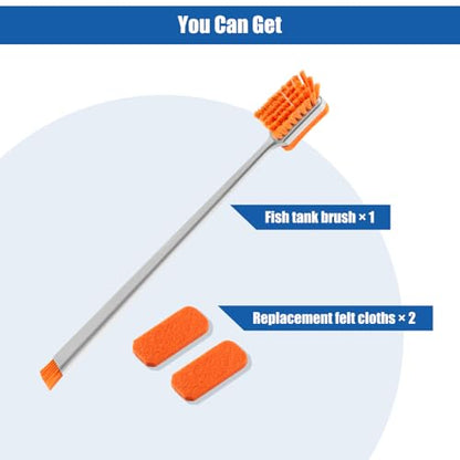 Small Glass Aguarium Cleaning Tool Algae Scraper for Acrylic Aquariums Fish Tank Cleaner Brush (Longer Size) - size: 17.3in
