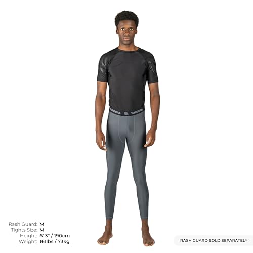 Sanabul Essential Compression Tights Men No Gi Jiu Jitsu Spats - color: Steel Grey, size: X-Small