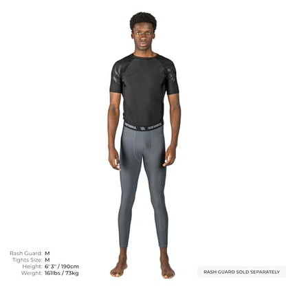 Sanabul Essential Compression Tights Men No Gi Jiu Jitsu Spats - color: Steel Grey, size: X-Small