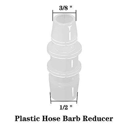 1/2" to 3/8" Hose Barb Reducer Pipe Fittings Adapter, Plastic Joint connector Splicer Mender for Aquarium Household Transport Fuel Gas Liquid Air (Pack of 4) - size: 1/2"-3/8"