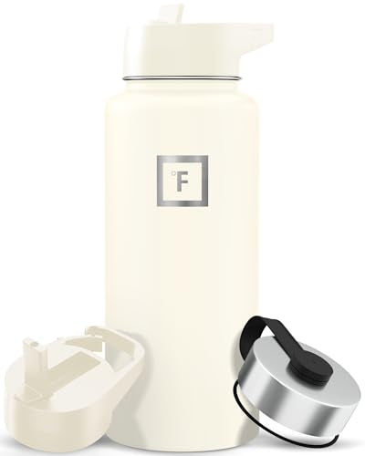 IRON °FLASK 32 oz Wide Mouth Water Bottle with 3 Lids - color: Cashmere Cream