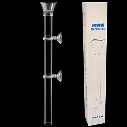 300mm Acrylic Aquarium Shrimp Feeding Tube Aquarium Clear Fish Food Feeder Tube for Fish Tank with 2pcs Suction Cups