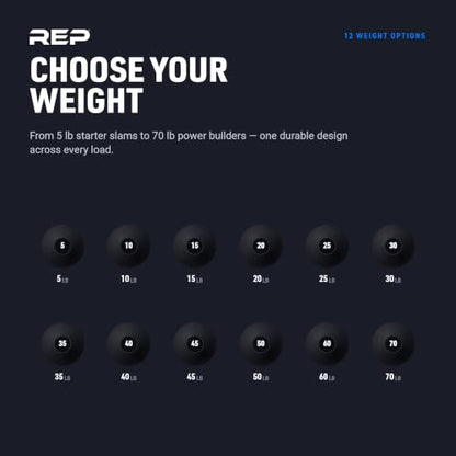 REP Weighted Slam Balls | Exercise and Fitness Balls for Strength Training, Soft Rubber Grip, Non-Bounce Medicine Ball | Cross Fit, Home Gym, Fitness, and Core Workouts