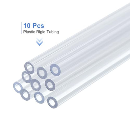 uxcell 10 Pcs Clear Plastic Rigid Tubing 2mm ID x 4mm OD, 0.5 Meters Length Round Polycarbonate Tubing for Aquarium Water Pipe, Water Cooling System, Plumbing - size: 2mm x 4mm