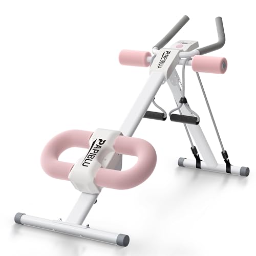 Abdominal Trainers - Adjustable Ab Trainer Machine, Foldable Abdominal Workout Equipment with Knee Protection - Home Gym Core Strength Trainer for Men & Women - color: Pink