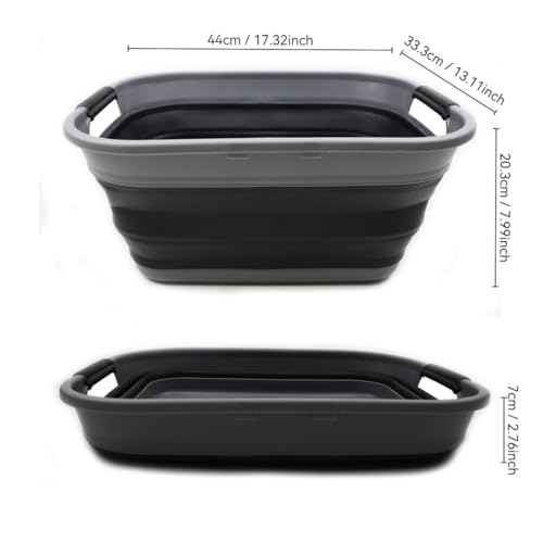 SAMMART 17.5L (4.6 Gallon) Small Collapsible/Foldable/Pop Up/Portable Washing Tub/Storage Basket, Water Capacity 13.5L (1, Grey/Black) - color: Grey/Black