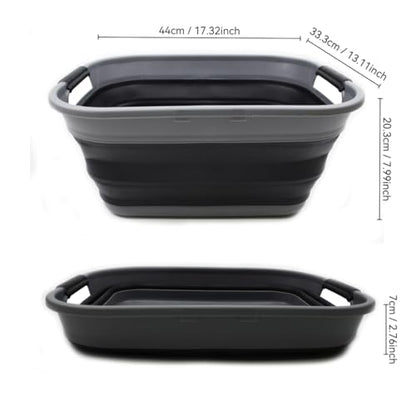SAMMART 17.5L (4.6 Gallon) Small Collapsible/Foldable/Pop Up/Portable Washing Tub/Storage Basket, Water Capacity 13.5L (1, Grey/Black) - color: Grey/Black