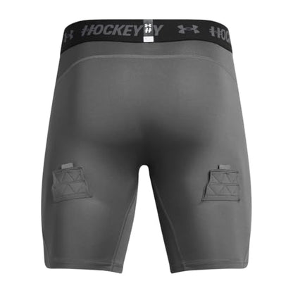 Under Armour Men's Hockey Compression Shorts - color: (025) Castlerock / / Black, size: Large