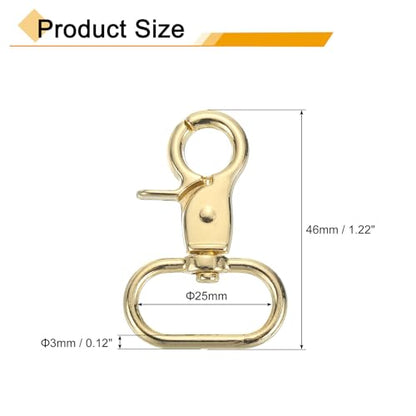uxcell Swivel Snap Hook, Trigger Snap Heavy Duty Metal Lobster Claw Clasp Lanyard Clips for Straps Bags Belting Leathercraft - color: Light Gold, size: 32mm