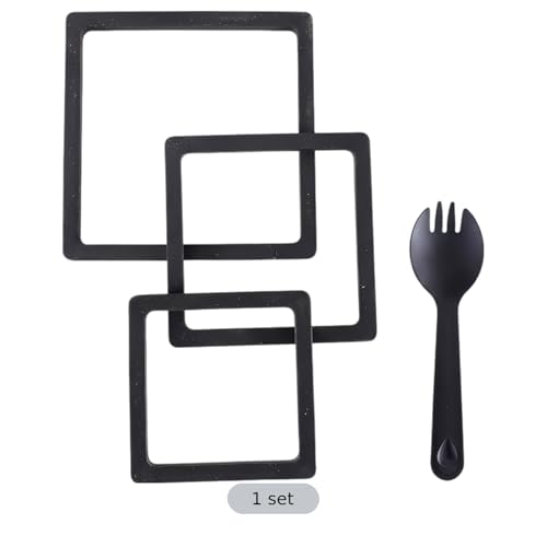 Square Floating Fish Feeding Ring Set, 3 Sizes Aquarium Decoration Tool for Duckweed Interception, Ancient Fish Farming, Helps Limit Food Spread, for Guppies, with Spoon