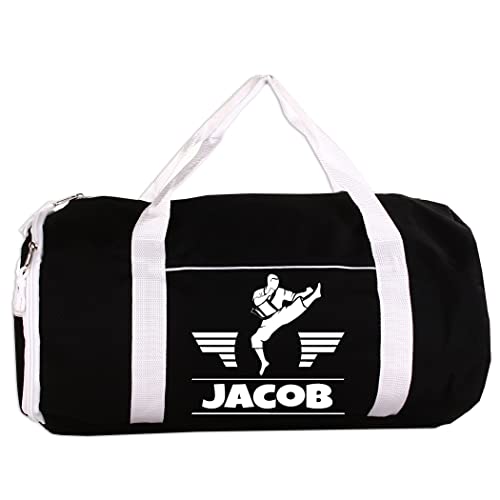 Personalized Sport/Gym Roll Duffel Bag - Martial Arts Male Black 18" - color: Black, style: Martial Arts Male